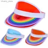 Visors Men Women Rainbow Sport Sunshade Travel zonnebrandcrème Rijden Baseball Cap Candy Kleur Transparant PVC Plastic Lege Top Sun Hat R88 Y240417