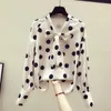 Camicette femminile camicetta da donna a polka dot chiffon camicia primaverile autunno retrò a manica lunga busas topas mujer de moda