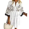 Casual Dresses Beach Dress V-ringning Tassel Design Floral Print Löst passande klädsel Polyester Vintage Patchwork Loose Women For