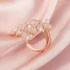 Wedding Rings Huitan Chic Leaf Opening For Women Rose Gold Color Romantic Female Finger-ring Engagement Party Fashion Jewelry