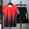 Men's T-Shirts Mens Summer Shorts Set Gym Outfit Student Short Sleeve T-shirt 3D Printed Mens Top Workout Quick Drying