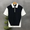 Men's Polos Contrast Colors Camisa Polo de retalhos vintage para homens Impressão gráfica de manga curta Camisas góticas de plus size q48