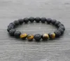 Lava Stone Breads Bracelets Natural Black Elastic Bracelet