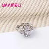 Anillos de racimo 925 STERLING SILE PERSONAL Classic Classical Design Cubic Zirconia Finger For Women Princess Crystal Jewelry Gift