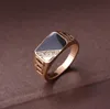 Fashion Male Jewelry Classic Gold Color Rhinestone Wedding Ring Zwart Email Rings For Men Christmas Party Gift8608095