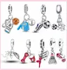 925 Silver Fit P Charm 925 Браслет Бейсбол Футбольный волейбол очарование йога штанга спортивная обувь фитнес