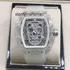 Mannen kijken RM52 Man Watch Fashion RM052-01 Cool SuperClone Active Tourbillon Transparante Skull Sports Waterdichte holle P2LW