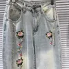 Jeans pour femmes mode 2024 Summer Chinois Style Floring broderie Gradient Straight Comfort Nice Clothes