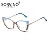 Lunettes de soleil Sorvino Trendy Eyeglasses vintage Femme Femmes Eye Cat Eye Personnalisé Anti Blue Lunes Lumières Myopie Plat Lens Printemps