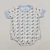 Clothing Sets High Quality Short Sleeve Car Blue Plaid Bubble Clothes Long Baby Rompers Wholesale