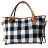 Moda damalı tek el çantası tuval torbası çiçek kadınları yeniden kullanılabilir portatif alışveriş çantaları öğle çantaları