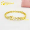 Iced Out Moissanite Jewelry 925 Silver Gold Plated Tennis Bracelet Diamond Stain