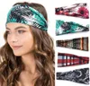 DHL INS Women Yoga Running Printing Headbands Wide Stretch Hairband Fashion Sport Sweat Cotton Elastic Turban Lady Headdress 3396708