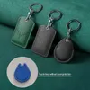 Nyckelringar Lanyards 1PC Access Card Case Läderkort Holder Keychain Key Ring Door Lock Access Taggar ID -kort Fall Keychain Access Card Bag D240417