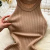 Casual Dresses Chic Halter Off Shoulder Knit Elastic BodyCon Split Dress Sexig mode Kvinnor Slim Pencil Vestidos