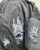 JNCO Suit Y2K Street Hip Hop Skull Jeans bordados com capuz grande com capuz de duas peças calças de moletom Sportshirt 240409