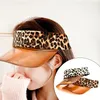 Breda brimhattar japanska koreanska retro sol sexig leopard tryckt tom topp baseball cap kvinnor transparent plast pvc uv skydd visor hatt