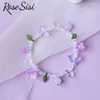 Braccialetti di fascino rosa Sisi in stile cinese antico nappa di fiori freschi Braccialetta perline per donne Bracelette fatte a farfalla multicolore