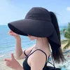 Chapeaux à bord large été Summer Big Sun Hat Femmes Anti-UV Protection de randonnée Cap pêcheur pliage de plage solide en plein air upf 50