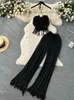 Singreiny Bohemian Dos piezas Sets Women Tassel Slash Camisol Camisola elástica Hueco Hollow Out Long Pants Fashion Vacation Traje 240407