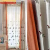 Rideau de style chinois à broderie orange écran brillant rideaux d'épissage pour la chambre du salon balcon français