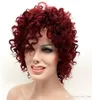 Frisur Afro Kinky Curly Short Perücken für schwarze Frauen Burgund 15 Zoll Wein rot synthetische Haare Pelucas Perruque Afro Per8970888