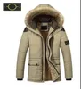 Stone Jacket Island Plus Size Coat Men's Brand Designer Down Winter Tjockning Outdoor Windproof Warm Large Fur Collar Long CP Jackor F36