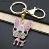 Keychains Lanyards Animal Dog Chihuahua Keyring Holder Rhinestone Alloy Pet Lover Handbag Purse Keychain Car Bag Accessories Jewelry Llavero Y240417