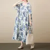 Abiti casual Donne floreali estive oversize Stampa vintage semplice abito pullover da donna a mezza manica bohémien
