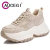 Scarpe casual aucegi 2024 signore di alta qualità sneaker spesse sneaker autunno inverno inverno tondo tondo sportivo vulcanizzato dimensione 35-40