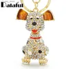 Keychains Chaços Dalaful Dalmatian Dog Crystal Bolsa Pingente Keyrings Keychains para Carrigues de Strass de carro Mulheres K309 Y240417