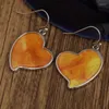 Boucles d'oreilles en peluche délicate couleurs argentés en métal pâte de motif jaune orange coeur pour femmes bijoux