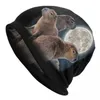 Boinas tres capibaras y luna gorro de gorro de gorro hombres mujeres frías unisex divertidos capybara invernal skullies beanies gorras