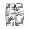 Mäns sömnkläder korta pyjamasbyxor för sovande retroflygplan i himmellös knapp