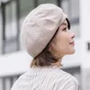 Berets Simple Women beret For Elegant lady Winter Female Cotton Hats Plaid Vintage Octagonal Casual boina Autumn girl Cap d24417