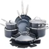 Greenpan Valencia Pro Cerámico anodizado Hard Anodized Pot Set-Juego de utensilios de cocina de 11 piezas, sin PFAS, segura de la olla de inducción, para lavavajillas, seguros del horno