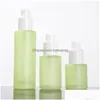 Verpakkingsflessen Groothandel 20 ml 30 ml 40 ml 60 ml 80 ml 100 ml 120 ml Green Frosted Glass Cream Jar Mist Spray Lotion Pompfles met Imitat Dhtfy