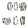 Vanclef Necklace Fashion DY Men Ring David Yurma Rings For Men Women Designer Jewelry Sier Vintage X Shaped Dy Rings Mens Jewelry Bo