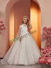 Святки слоновой кости изысканное платье Princess Princess Ball Prome Costumes Costumes Flower Girls Dress для свадеб с Cape 240413