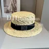 Chapéu de palha de designer chapé de balde largura chapéu de grama para mulheres Bandagem Bandagem Férias de verão Sun Devul Hat Hat Hat