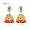 Dangle Earrings FXLRY Gorgeous Gold Color Cubic Zircon Big Drop For Women Wedding Party CZ Red Beads Fashion Jewelry