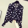 Camicette femminile camicetta da donna a polka dot chiffon camicia primaverile autunno retrò a manica lunga busas topas mujer de moda