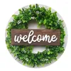 Decorative Flowers Green Wreath Artificial Eucalyptus Leaves Holiday Festival Door Hanging Garland Party Wall Flower Home Decoration