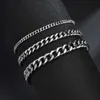 Bangle hoogwaardige roestvrijstalen armbanden voor mannen lege kleur punk Curb Cuban Link Chain armbanden op de hand sieraden geschenken trendl240417