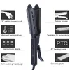 Portable Ceramic Tourmaline Ionic Flat Iron Hair Straighten Setting Steam Straightener Crimper 240411