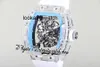 Luxury Men/Women Watch Mechanical Dial Top Hand-winding White Crystal Balance Case True Skeleton Spring Blue inner ring Rubber Strap