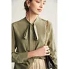 Bluzki damskie Tops Silk Floral Office Formal Casual Sukienki Plus duże wiosenne lato SEXY SEKSY HAUT Zielony różowy muszka