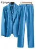 Calças de duas peças femininas Khaki preto azul elegante e elegante terno de calça feminino Blazer formal e calça feminina