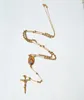 Lojala män kvinnor cool 14 k gul guld gf crucifix hänge rosario rosenkrans pärlor halsbandskedja 60 cm + 10 cm long3500399