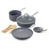 Greenpan Lima Hartanodierter Keramik -Nicht -Stick -Topf -Set - 18 Kochutensilien, Grillpfanne Set PFAs frei, Ofen sicher, grau